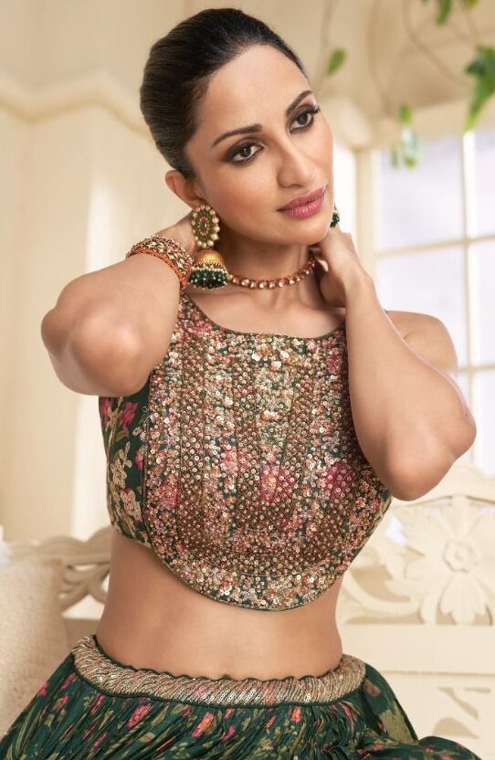 Dark Green Designer Embroidered Wedding Lehenga