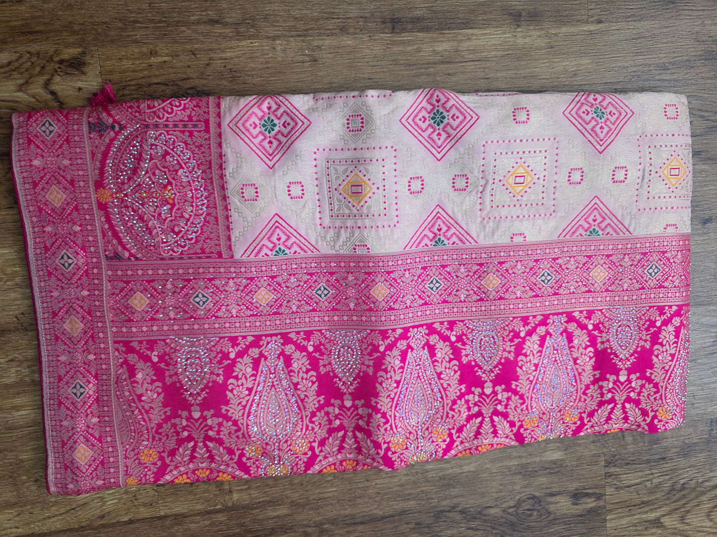 Patola Inspired Silk Saree with Meenakari Print – Traditional Wedding & Festive Wear