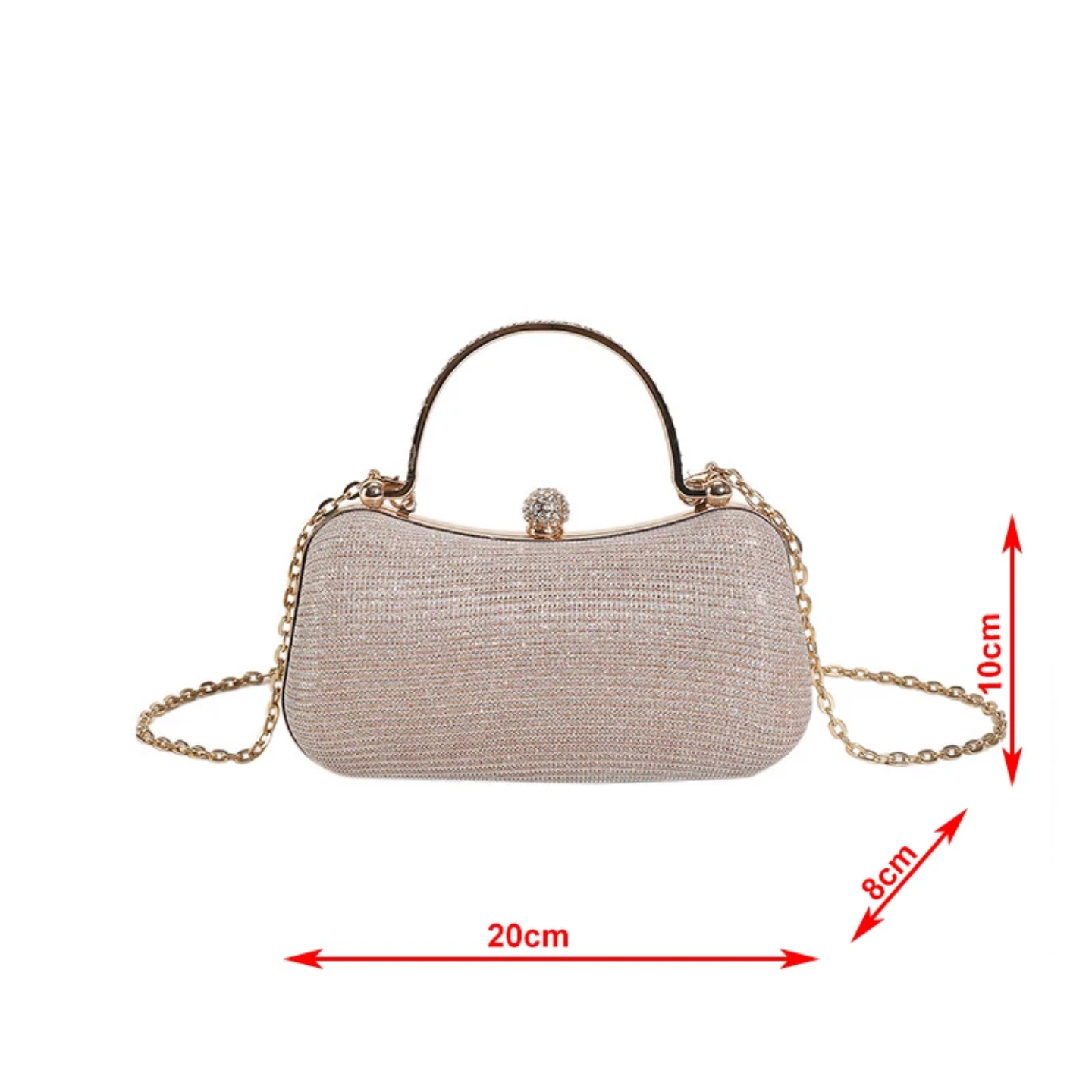 Elegant Glitter Clutch Bags for Women – Evening Party Handbags with Gold Handle & Chain Strap