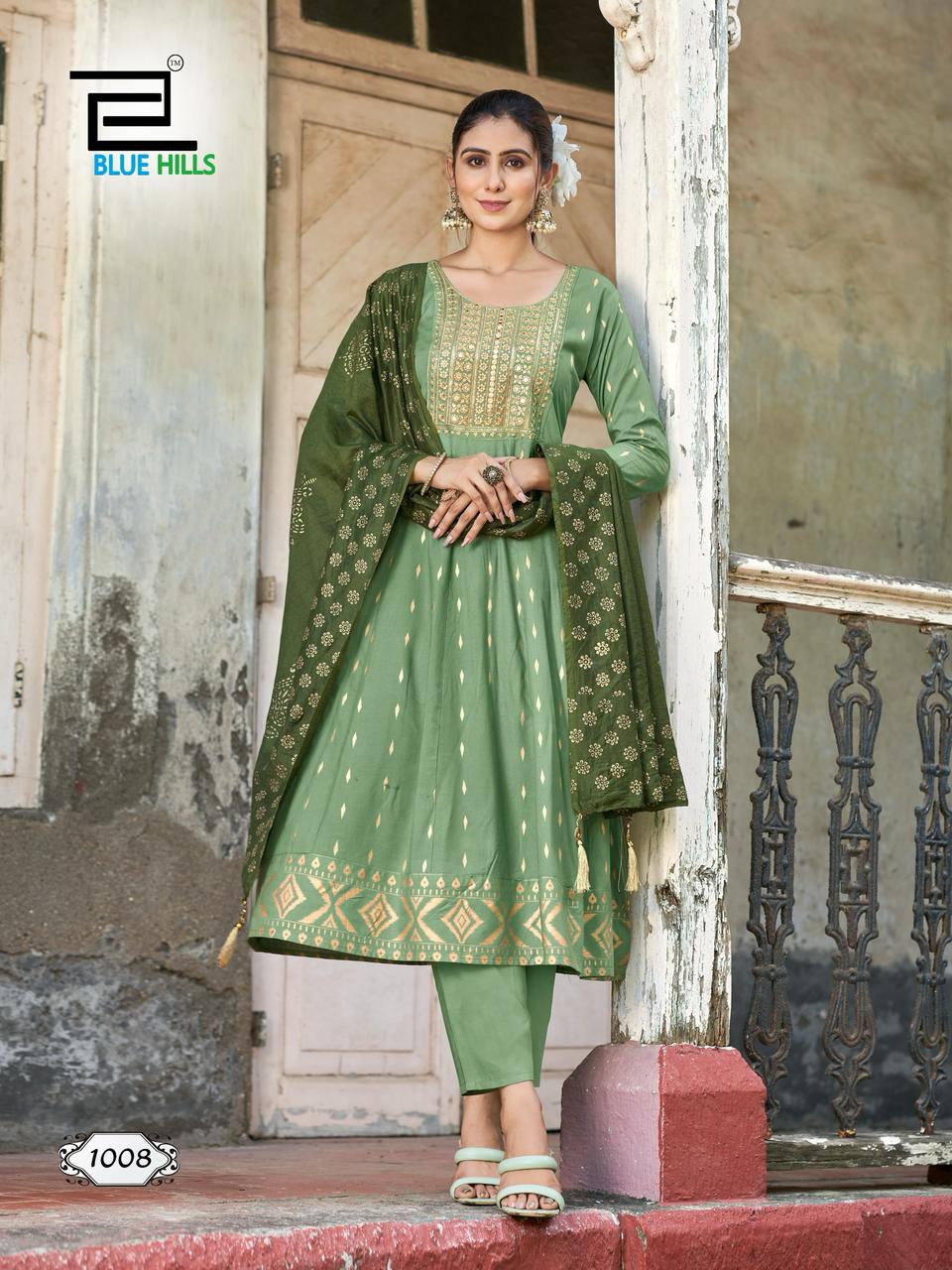 Green kurti set