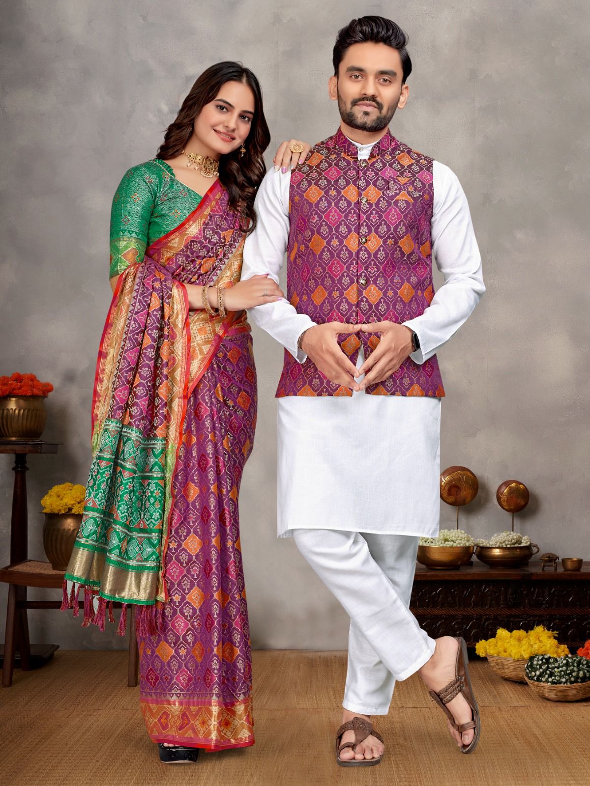Couples combo saree