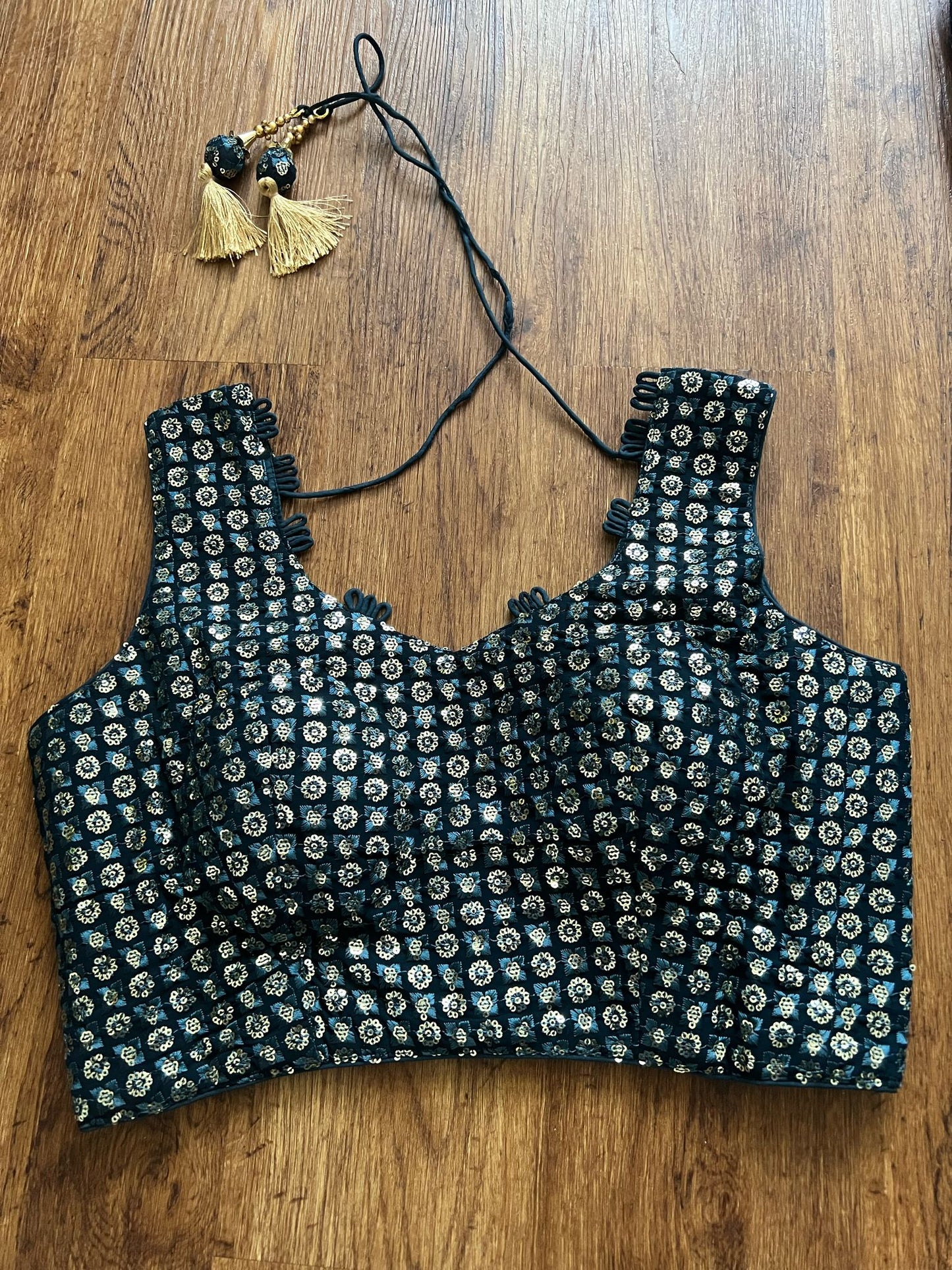 Elegant bottle green lengha blouse