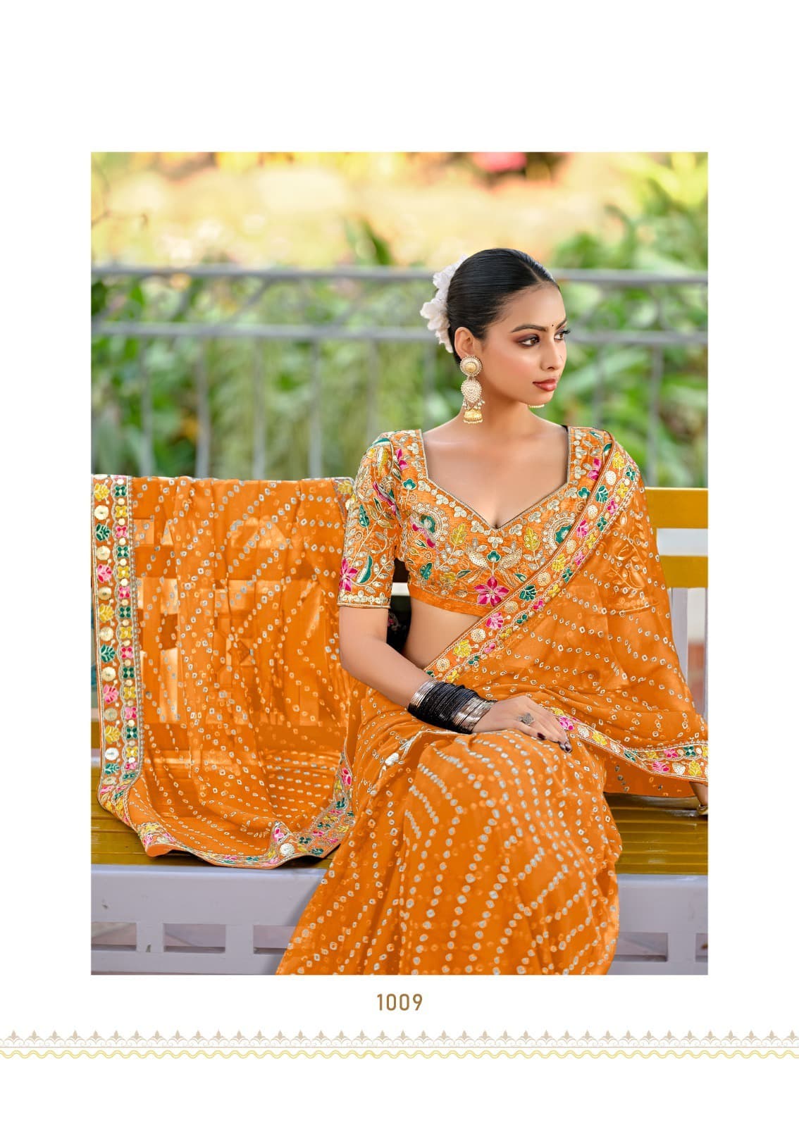 Heavy Georgette Sarees with Fancy Lace & Embroidered Blouse