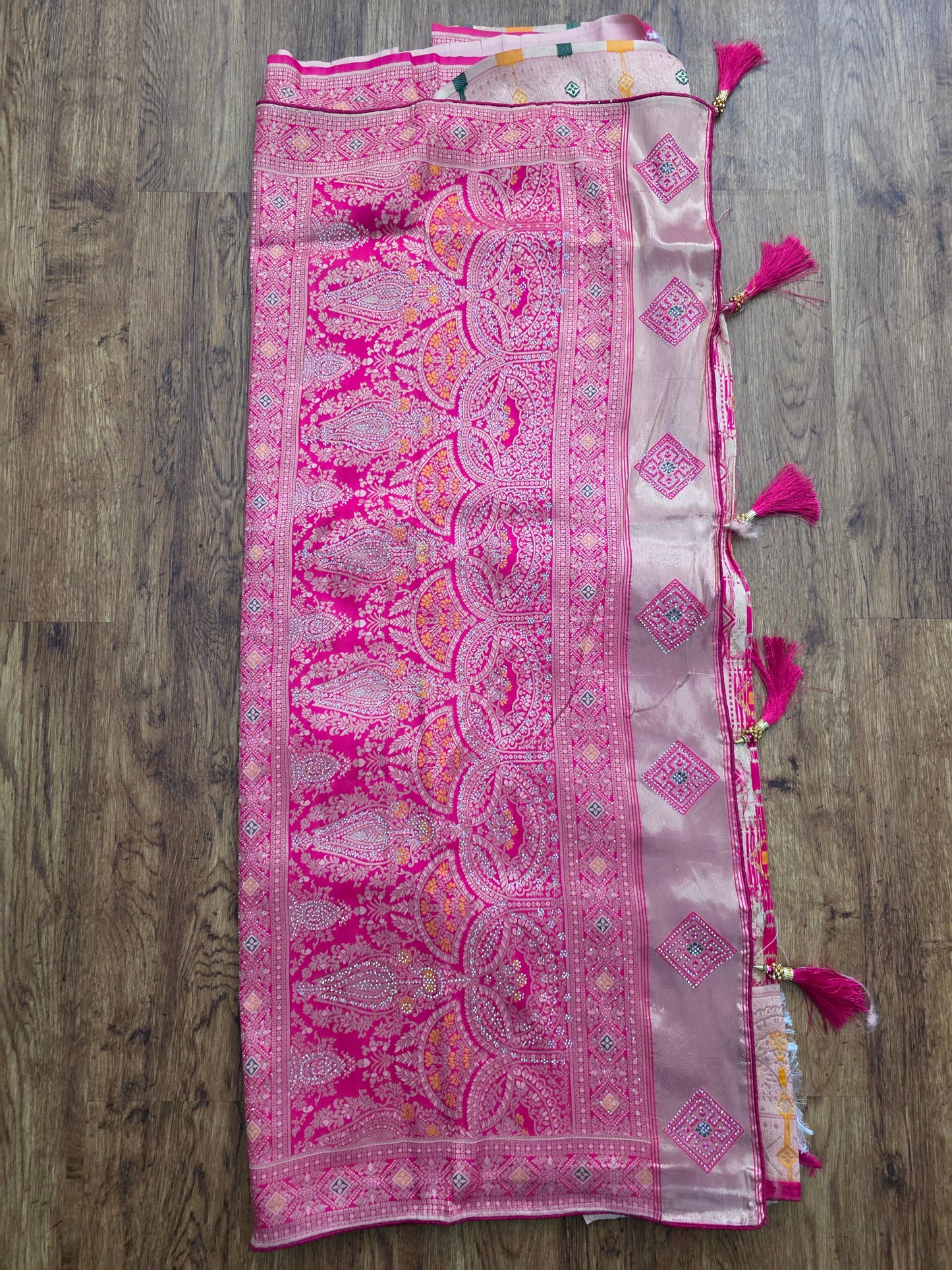 Patola Inspired Silk Saree with Meenakari Print – Traditional Wedding & Festive Wear