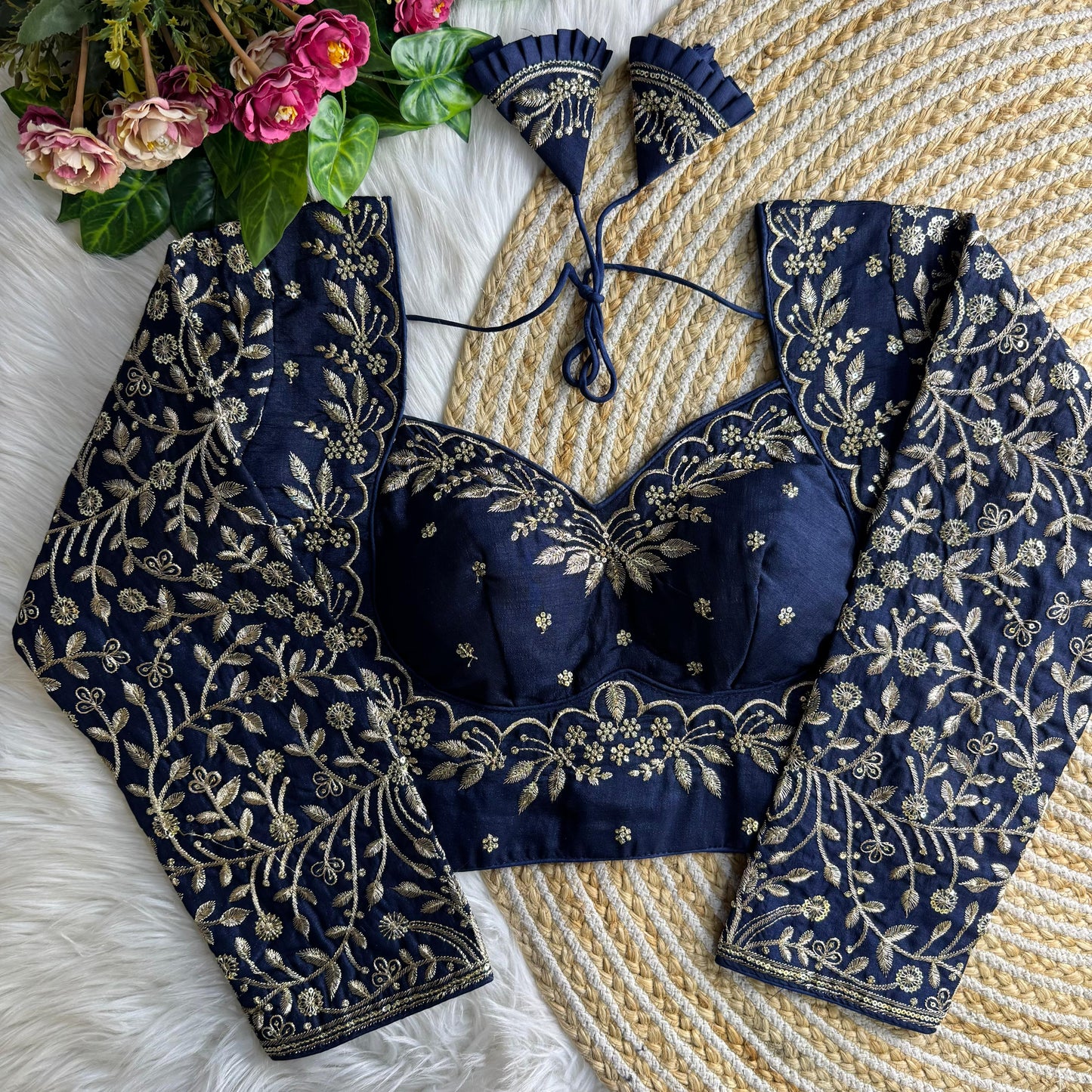 Blue Madhubala Style Readymade Bridal Blouse