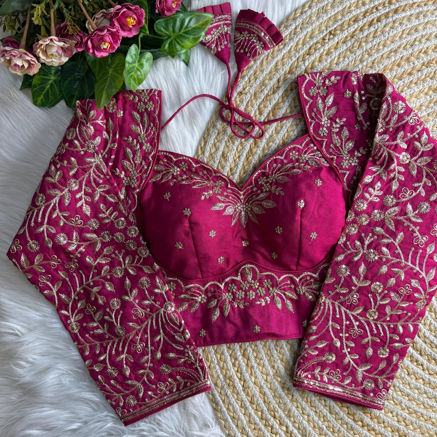 Pink Madhubala Style Readymade Bridal Blouse