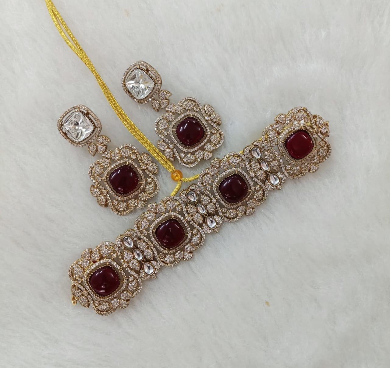 Maroon Elegant Gemstone Choker