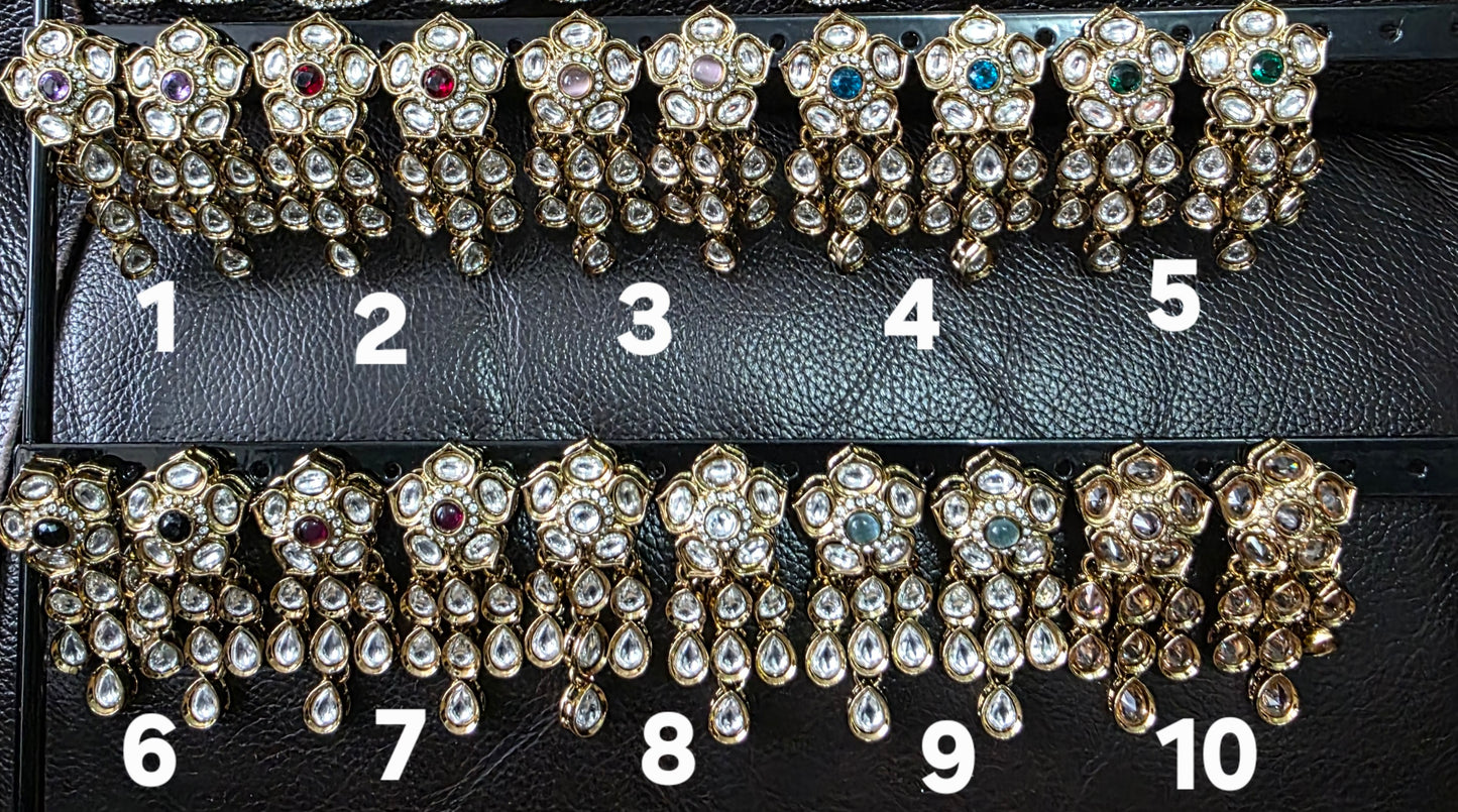 Kundan Stone Chandelier Earrings – Traditional Indian Wedding & Party Jewelry, Statement Ethnic Earrings