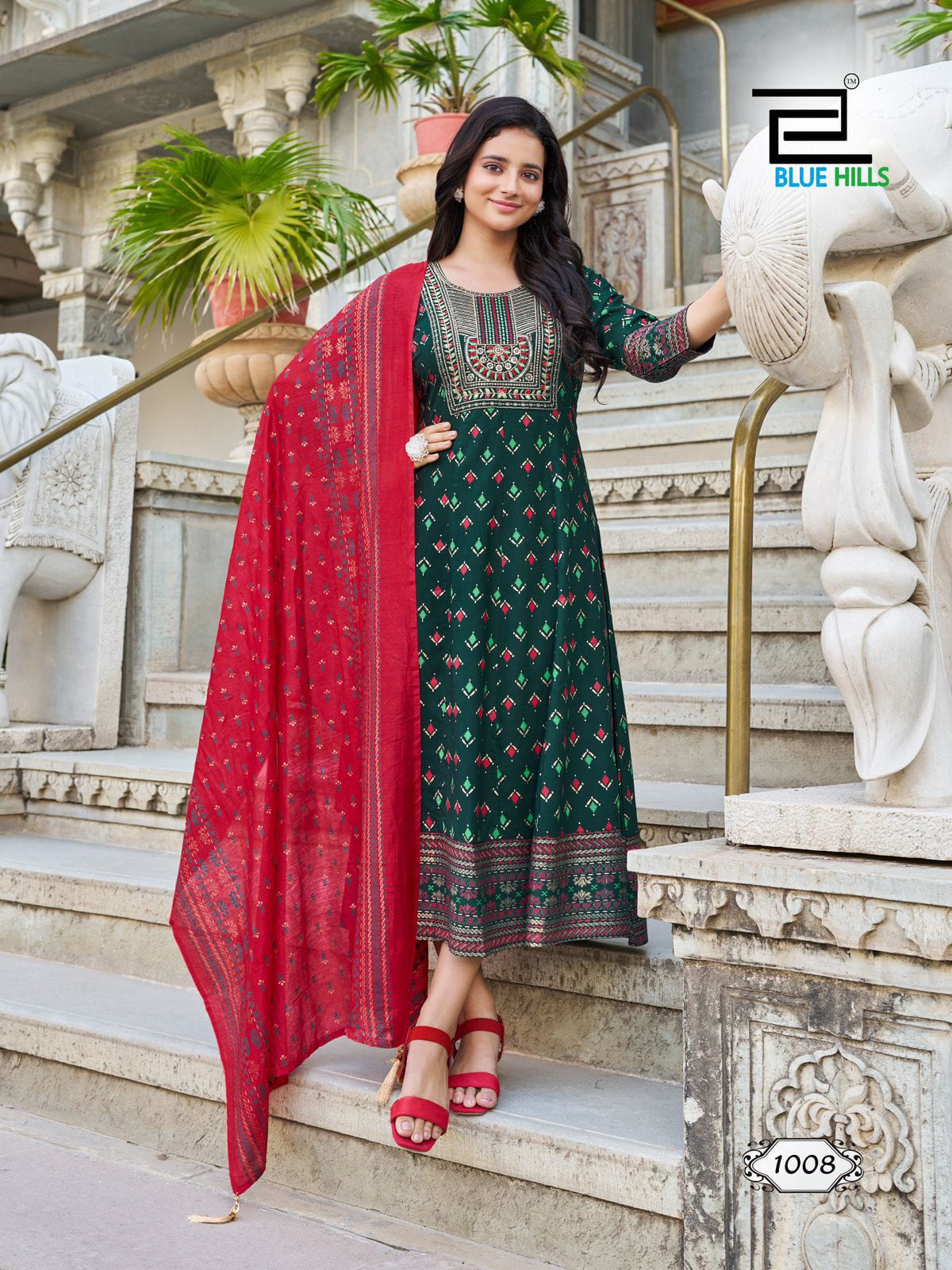 Green Kurti & Dupatta set