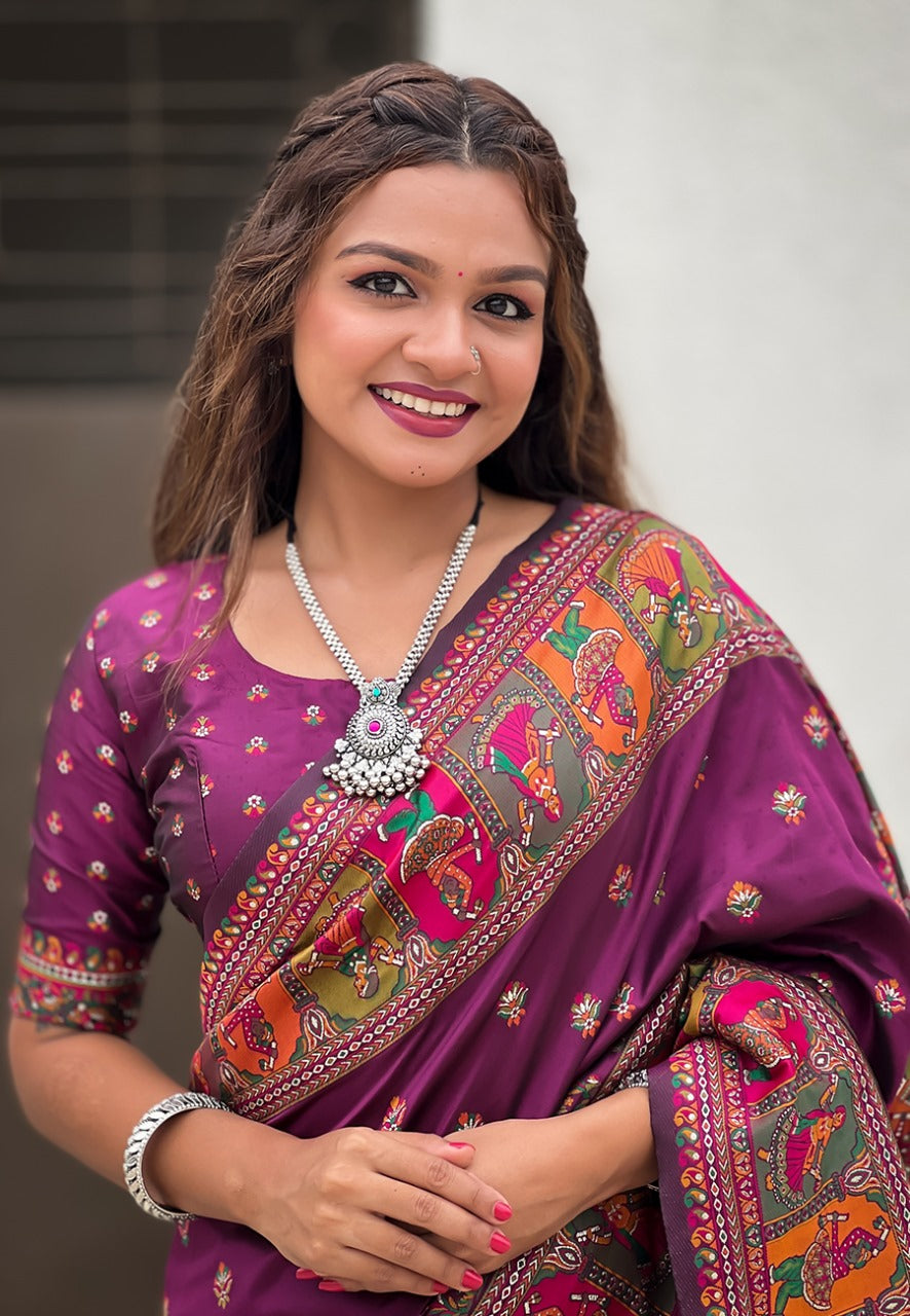Purple Kashmiri Saree