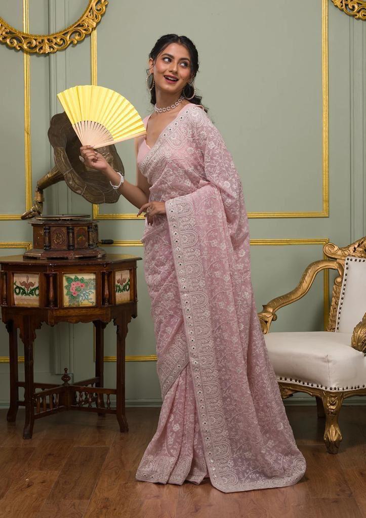 Elegant Faux Georgette Saree Collection for Festive & Party Wear