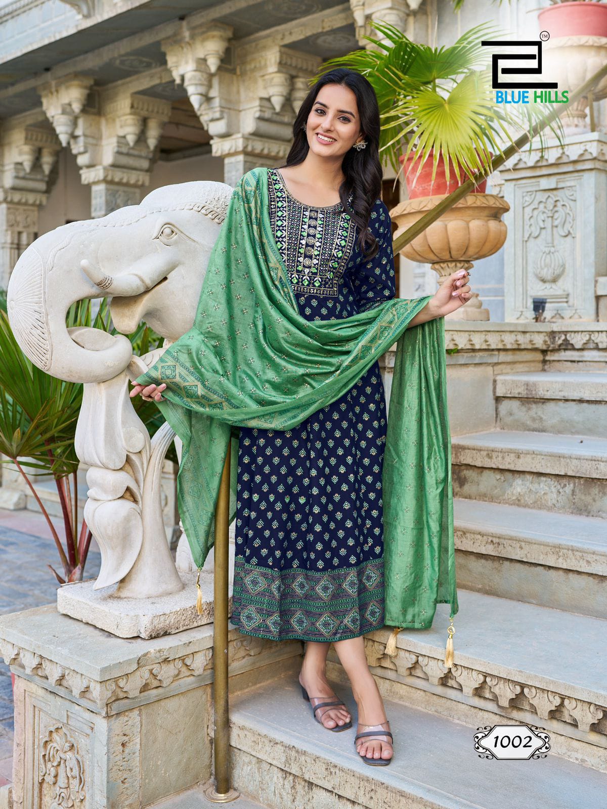 Navy Kurti & Dupatta set