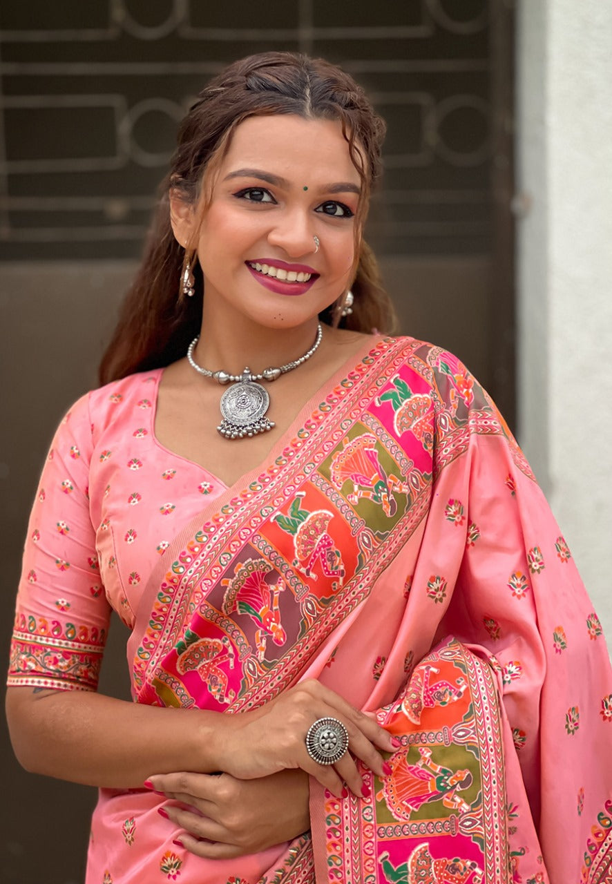 Peach Kashmiri Saree