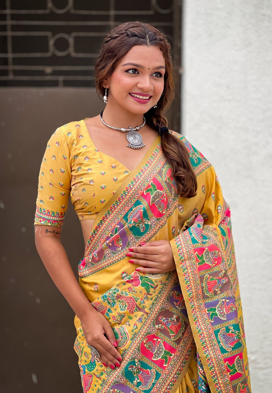 Yellow Kashmiri Saree