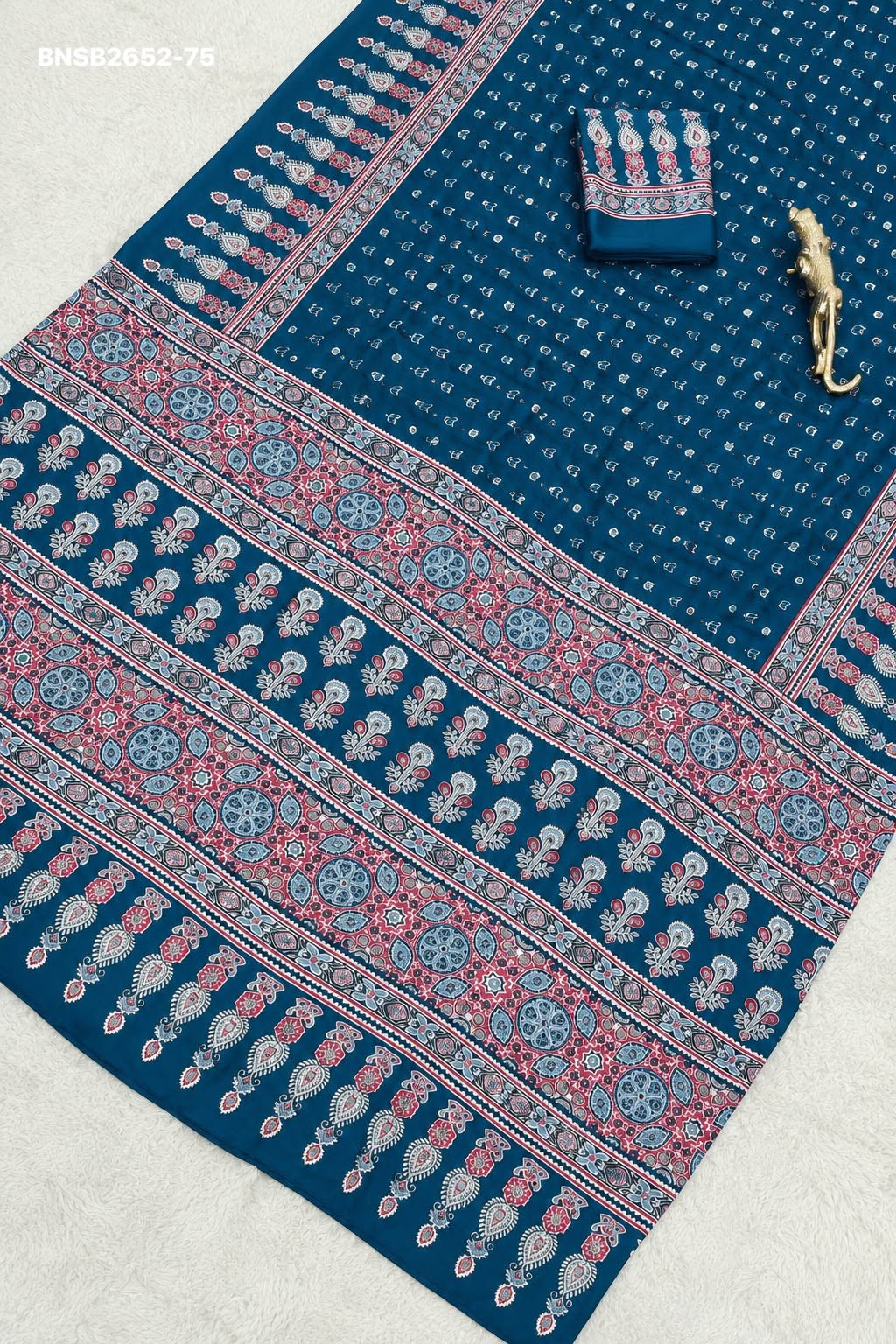 Traditional Japan Satin Saree with Real Mirror Work & Elegant Ethnic Printed Border | Indian Wedding & Festive Wear