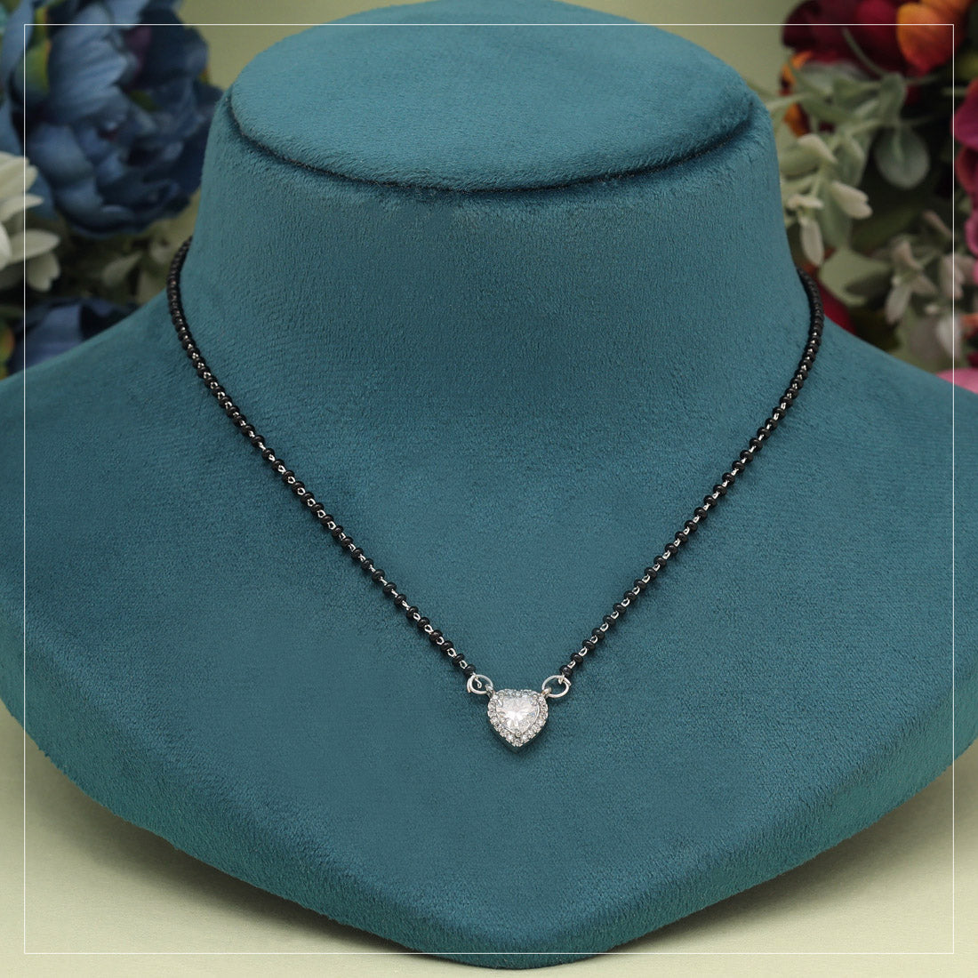 Imitation Mangalsutra with American Diamonds – Traditional Gold-Plated Necklace with Black Beads | Indian Bridal Jewelry