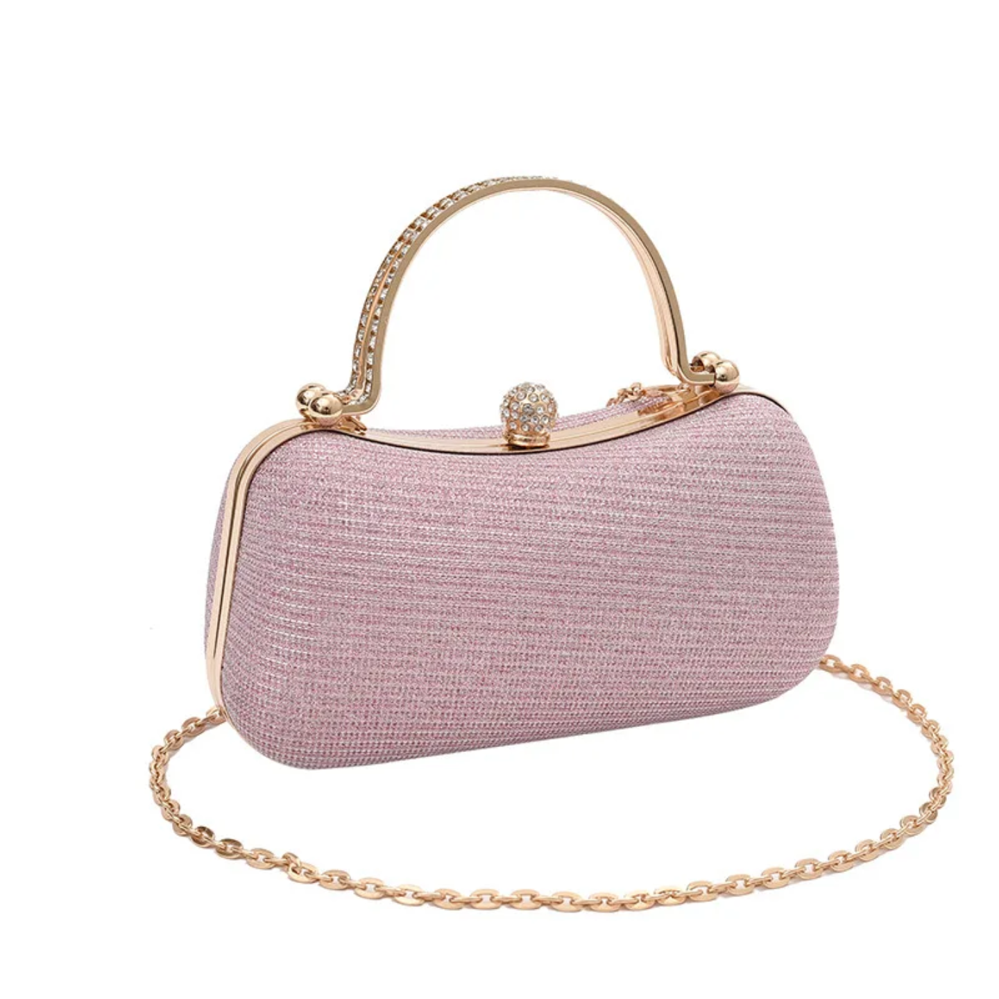 Elegant Glitter Clutch Bags for Women – Evening Party Handbags with Gold Handle & Chain Strap