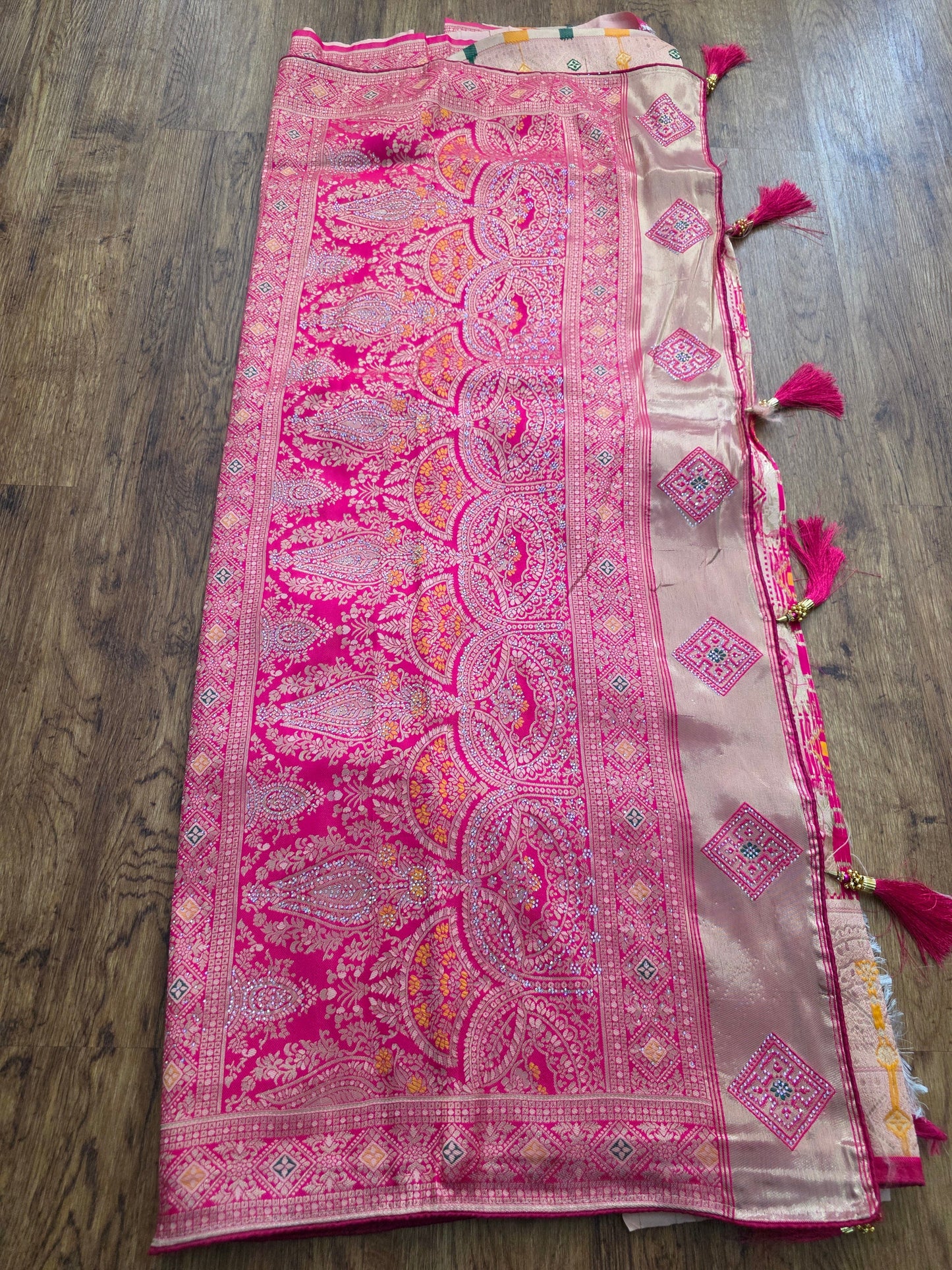 Patola Inspired Silk Saree with Meenakari Print – Traditional Wedding & Festive Wear