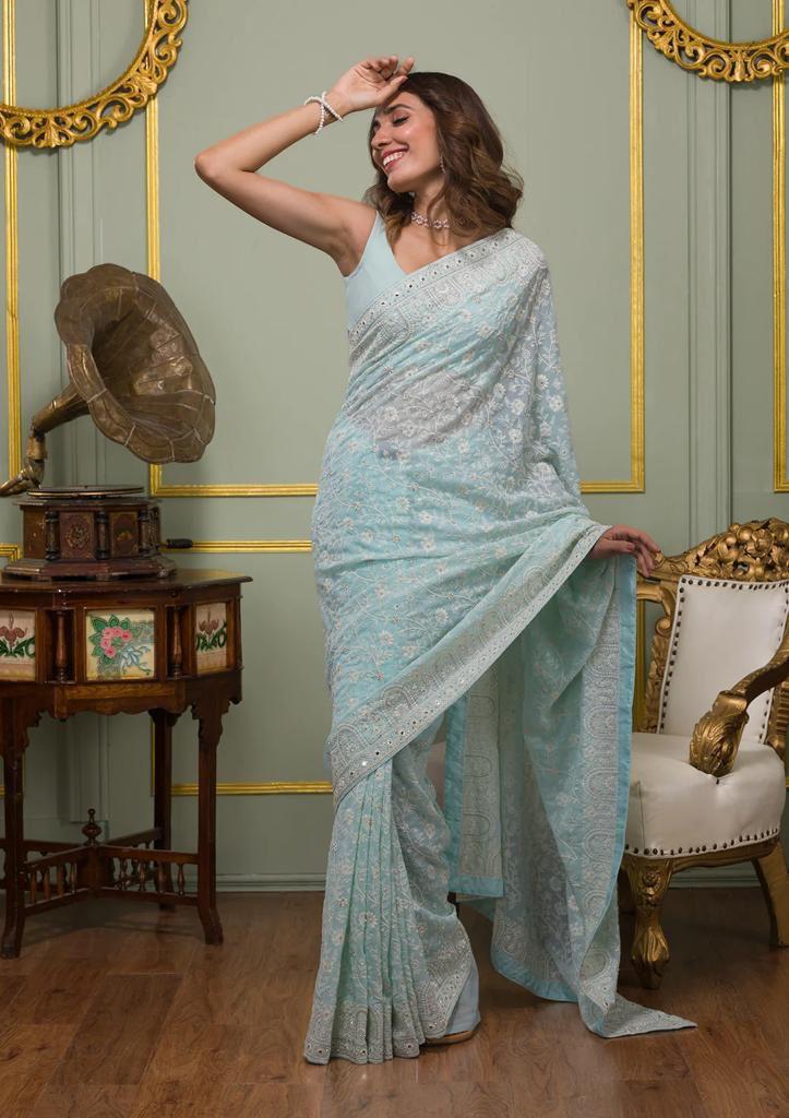 Elegant Faux Georgette Saree Collection for Festive & Party Wear