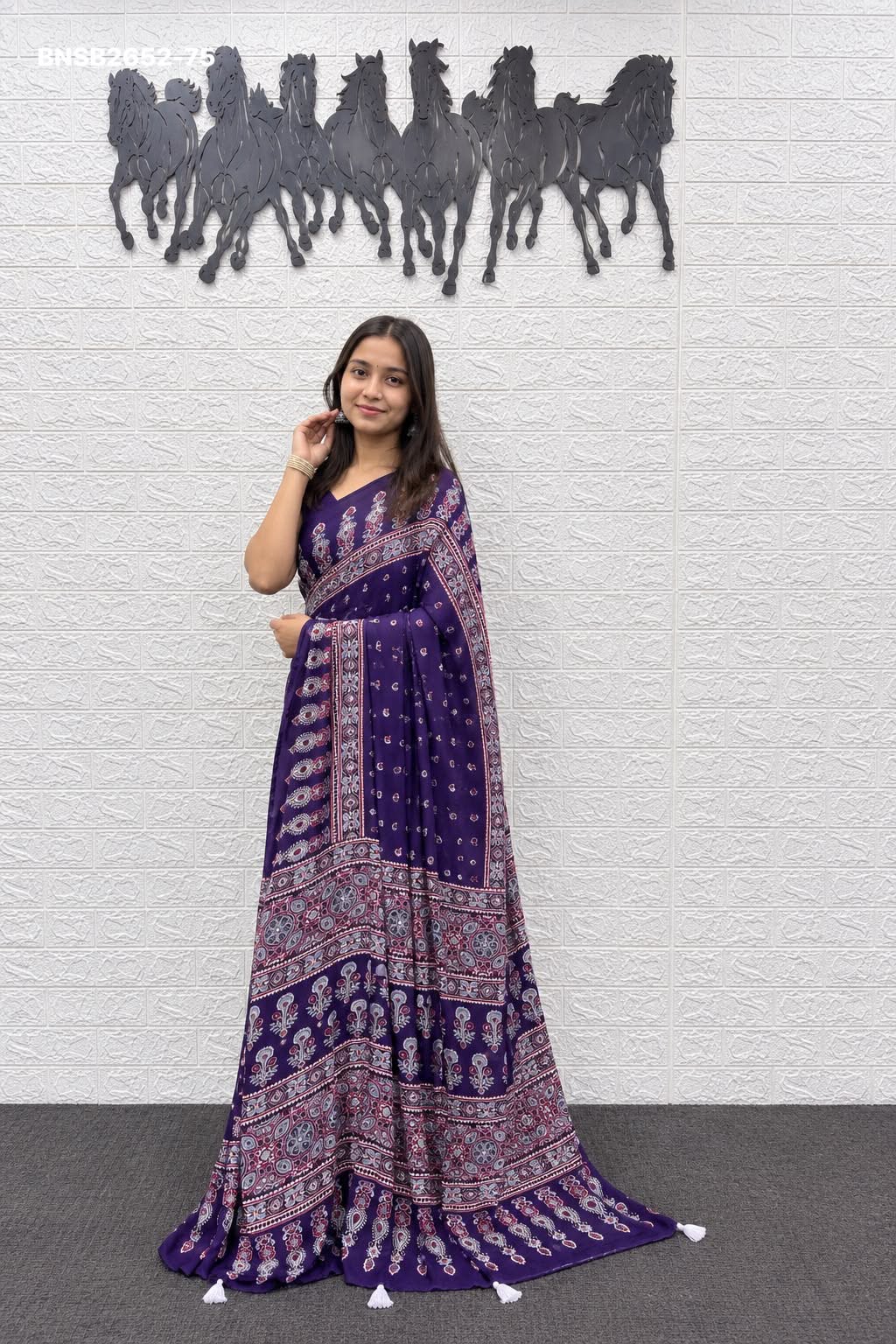 Traditional Japan Satin Saree with Real Mirror Work & Elegant Ethnic Printed Border | Indian Wedding & Festive Wear
