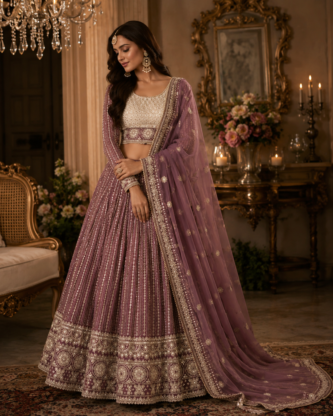 Elegant Lucknowi Lehenga | Timeless Chikankari Work