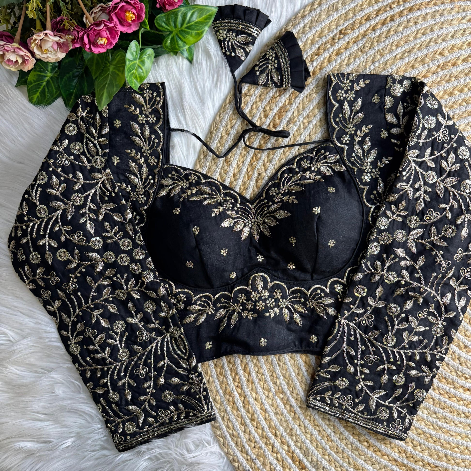 Black Madhubala Style Readymade Bridal Blouse