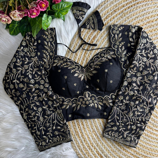 Black Madhubala Style Readymade Bridal Blouse