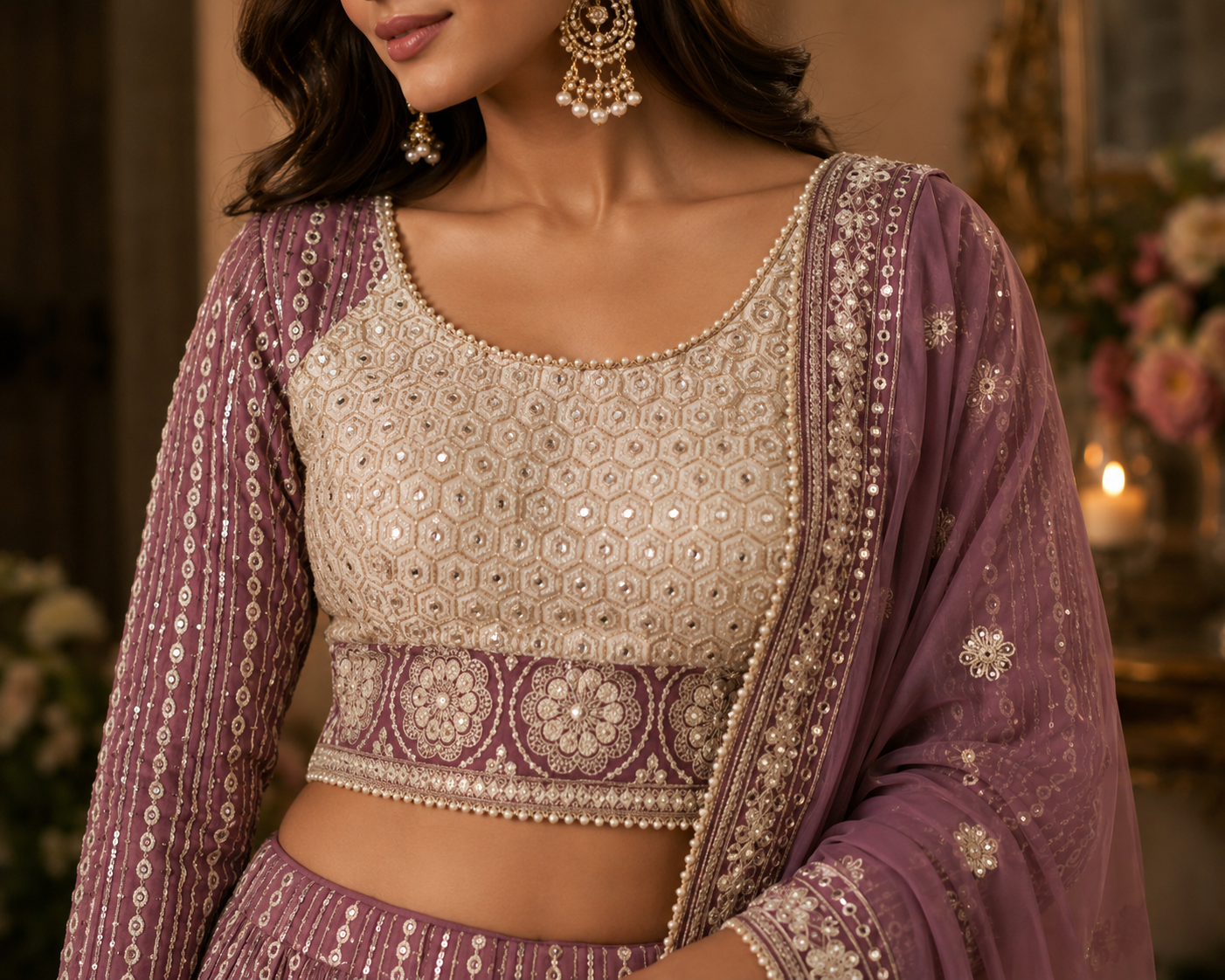 Elegant Lucknowi Lehenga | Timeless Chikankari Work
