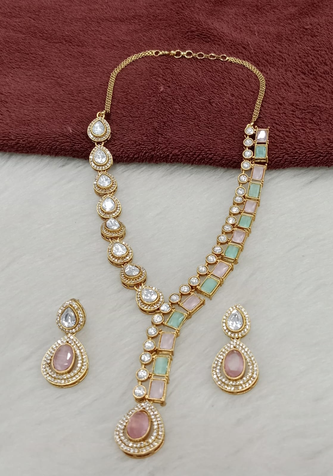 Gold Plated Kundan Necklace Set with Earrings | Statement Indian Bridal Jewellery | Ethnic Wedding Party Necklace | Pakistani Jewellery Set