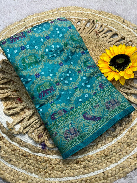Bandhej silk saree