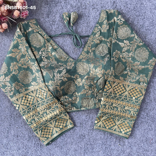Premium Pure Dola Silk Readymade Saree Blouse with Embroidered Full Sleeves | Designer Party Wear Blouse | Plus Size 38-40 Inch