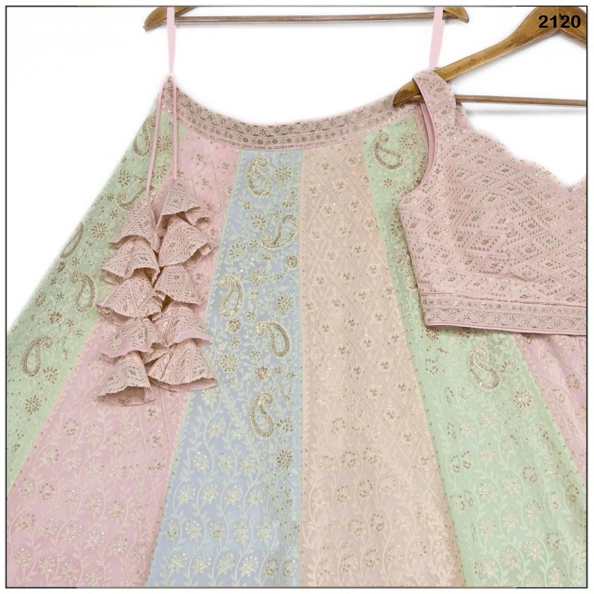 Designer Pastel Lehenga Choli Set Stitched L Size Adjustable to XXL, Embroidered Faux Georgette Lehenga with Net Dupatta, Wedding Party Wear