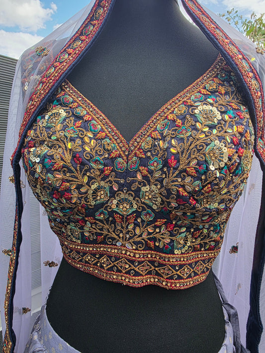 Designer Purple Embroidered Lehenga Set