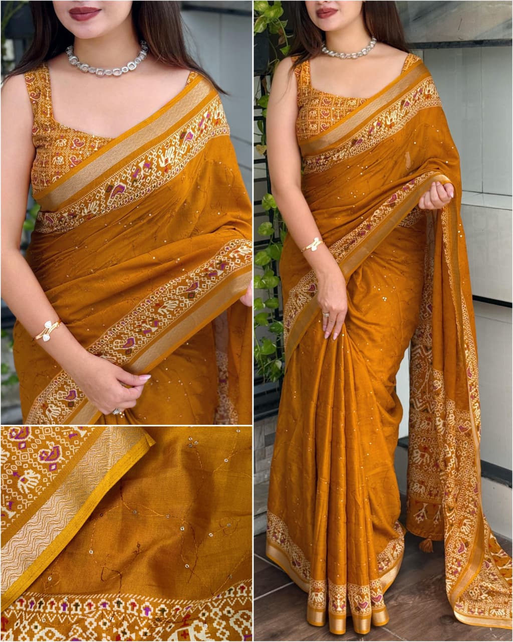 Mustard Saree Multi view
Mustard Pure Viscose Georgette Saree with Zari Work and Jacquard Border – Elegant Designer Partywear Saree