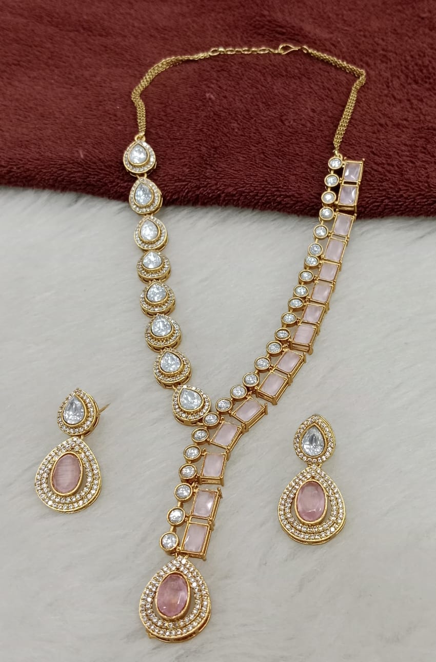 Gold Plated Kundan Necklace Set with Earrings | Statement Indian Bridal Jewellery | Ethnic Wedding Party Necklace | Pakistani Jewellery Set