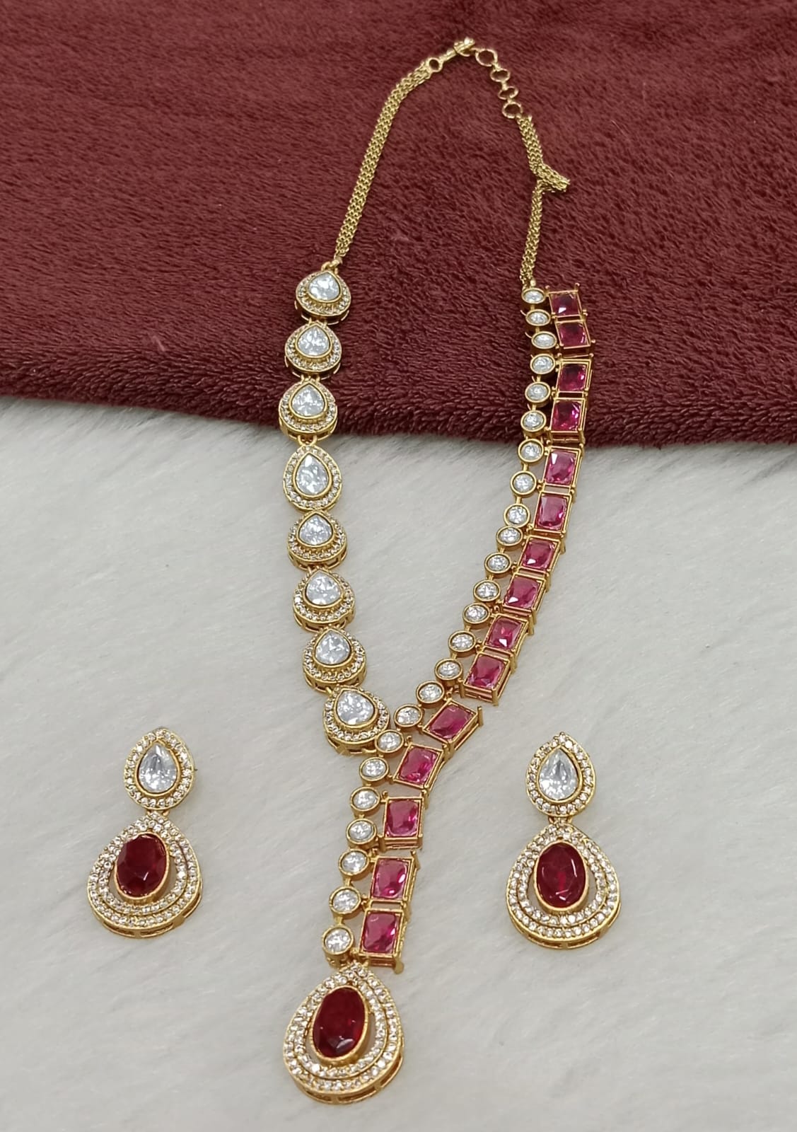 Gold Plated Kundan Necklace Set with Earrings | Statement Indian Bridal Jewellery | Ethnic Wedding Party Necklace | Pakistani Jewellery Set