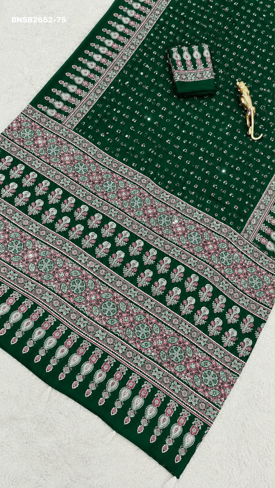 Traditional Japan Satin Saree with Real Mirror Work & Elegant Ethnic Printed Border | Indian Wedding & Festive Wear